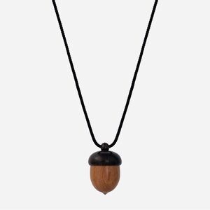 Wooden Acorn Locket Necklace – Opens for Tiny Keepsakes